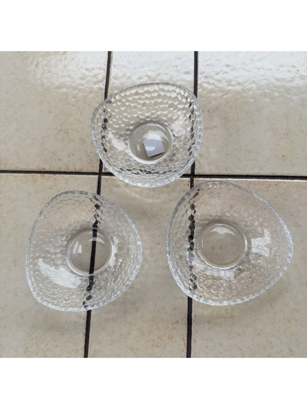 PartyLite Tealight Candle Holders Clarity Pebble Textured Glass Trinket Dish